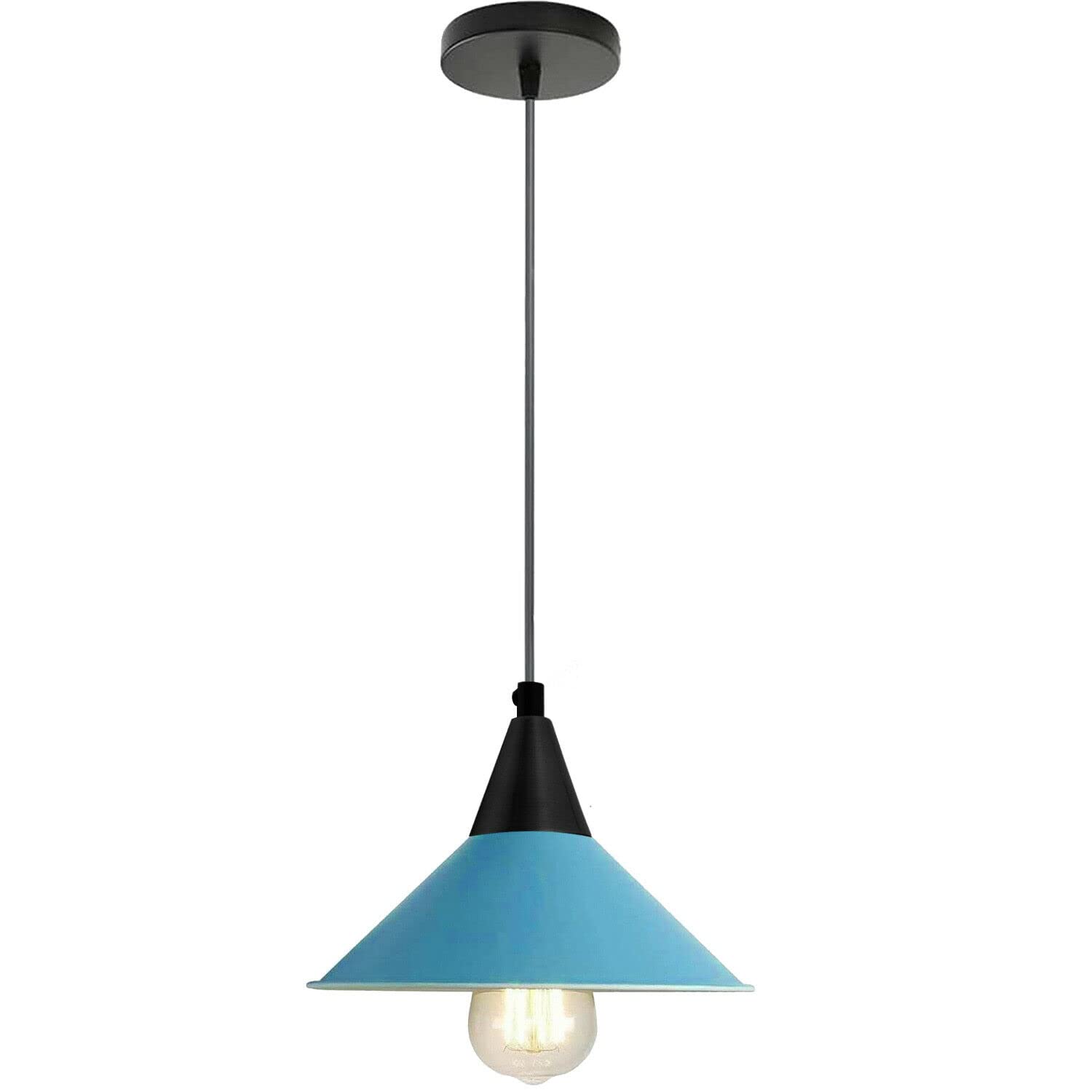 DC Voltage Industrial Hanging Ceiling E27 Pendant Light Adjustable Metal Cone Easy fit Light Shade Ceiling Pendant Lighting for Bedroom Living Room Dining Room Hallways Kitchen Bar