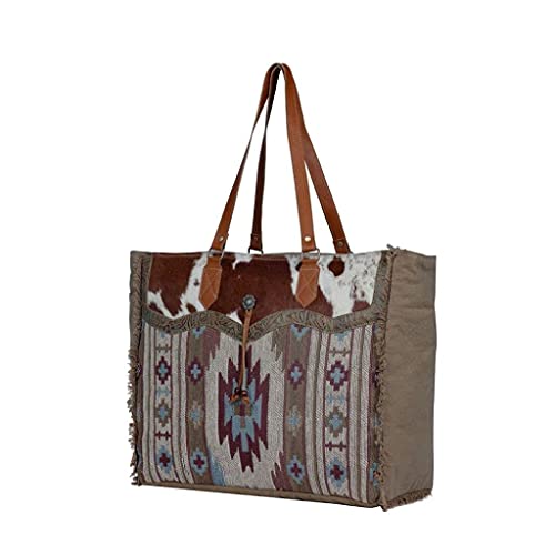 Image of Myra Bag Aztec Purse for Women - Canvas Bag with Real Leather Detailing, Boho Handbags for Women, Cute Western Purse