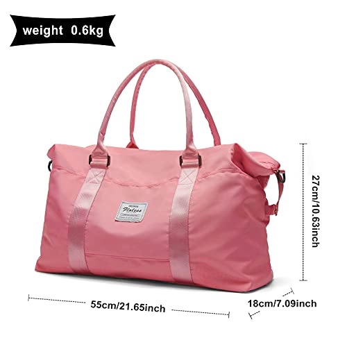 Womens travel bags, weekender carry on for women, sports Gym Bag, workout duffel bag, overnight shoulder Bag fit 15.6 inch Laptop (Large, Red)