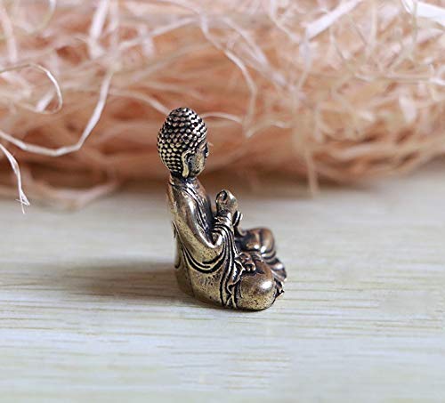 Crafts Exquisite Mini-Sakyamuni-Statue aus Messing, wertvolle Skulptur, meditierend, antiker Stil, Heimdekoration
