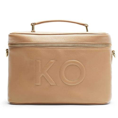 Leatherology Camel XL Train Case – Full-Grain Leather Cosmetic Organizer