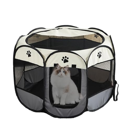 Parque portátil para Cachorros, Plegable, Desmontable, de Tela Oxford con Cremallera, Valla para Gatos para Mascotas pequeñas, Jaula Octogonal portátil con Fondo Impermeable