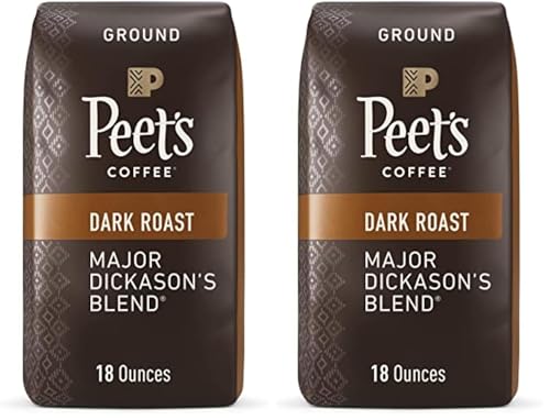 Peet's Coffee, Dark Roast Ground Coffee - Major Dickason's Blend 36 Ounces (2 Bags of 18 Ounces)