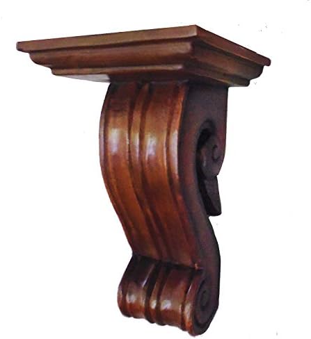 CinMin 10 Inch Handcarved Corbel Wood Wall Bracket/Floating Shelf (Bordeaux)