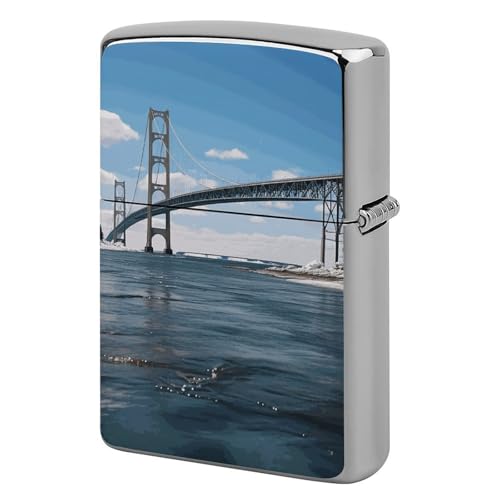Funda metálica para encendedor Mackinac Suspension Bridge miniatura 1