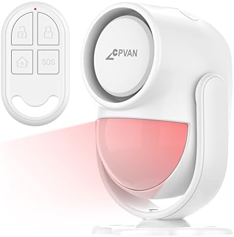 CPVAN Motion Sensor Alarm, Remote Control Wireless Infrared DIY PIR Motion Detector Burglar Alarm System -125dB-Battery Operated- Indoor Ideal of Shop/Office/Home Security-CP2