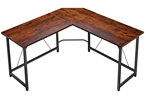 LUCKRACER Eckschreibtisch Schreibtisch Gaming Schreibtisch Computertisch Schreibtisch L-Form Büro Tisch Arbeitstisch Arbeitstisch Bürotisch,(Braun) Cover