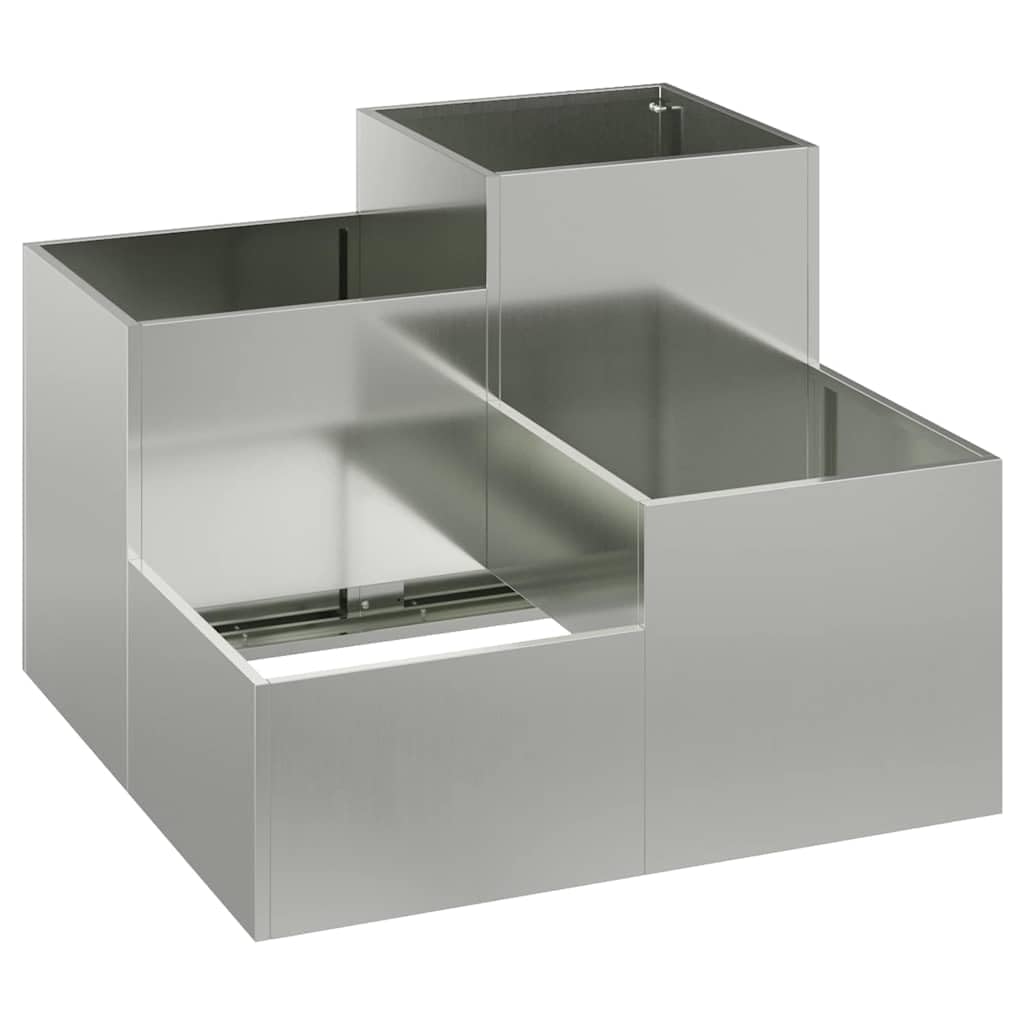 vidaXL Garden Planter Silver 100 x 100 x 60 cm Galvanised steel, Garden and Terrace, Rectangular Planters, Metal, Outdoor Decor, Contemporary Accessory for Plant Display