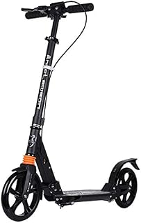SEESEE.U Adult Big Wheel Scooter Folding Portable Commuter Kick Scooter Foldable with Adjustable Handlebars and Rear Fender Brake, Non-electric