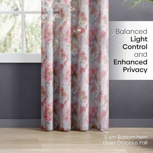 Image of haus & kinder Sheer Door Curtain 7 Feet Long Pack of 1 Door Curtain, 7 Feet Curtain for Door, Light-Filtering & Breathable (Weathered Bloom, Multicolor 114x213cm)