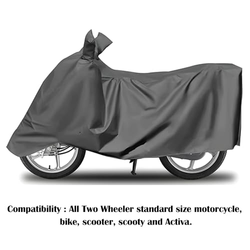 Image of Sulfar Universal Bike Cover UV Protection & Dustproof Bike Body Cover for Two Wheeler Bike Scooter Scooty Activa (Grey)