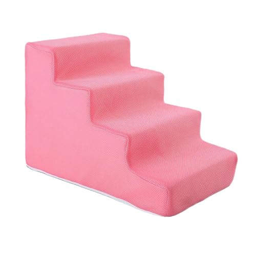 Leefasy Pet Ladder, Pet Stairs, Non Slip High Density Pet Steps Ladder, Dog Steps for Small Dogs and Cats High Beds Car Couch, Pink 4 Steps