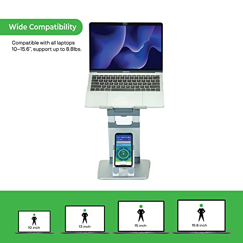 Obvus Solutions - Minder 2.0 Height-Adjustable Laptop Stand With Integrated Smartphone Holder – Ergonomic, Portable, And Foldable Stand For 10” To 17” Tablets And Laptops #TOP5
