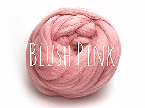 Colorful Passions Merino Wool Roving Oeko-TEX Certified Chunky Yarn Arm Knitting Felting Spinning Weaving Macrame 26-28 Microns EU Suppliers Blush Pink 100g (0.22lb) โ image 1