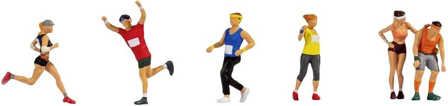 NOCH Marathon Runner Figure Set with Moving Figures, Perfect for H0 Model Making Scenery and Dioramas
