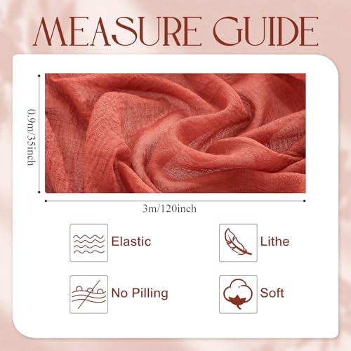 Putros Fall Thanksgiving Cheesecloth Table Runner Terracotta 10FT 2Pcs Boho Gauze Table Runners Cheese Cloth Long Sheer Rustic Table Runner for Party Wedding Bridal Shower Decor - Thumbnail 4