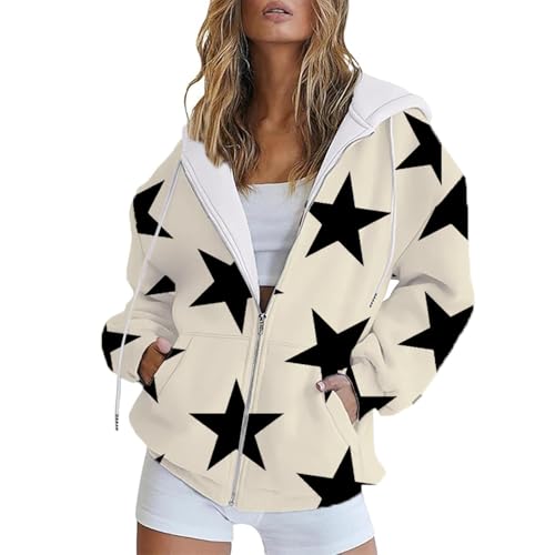 Sweat à capuche pour femme idéal pour cocooning veste manches longues étoiles