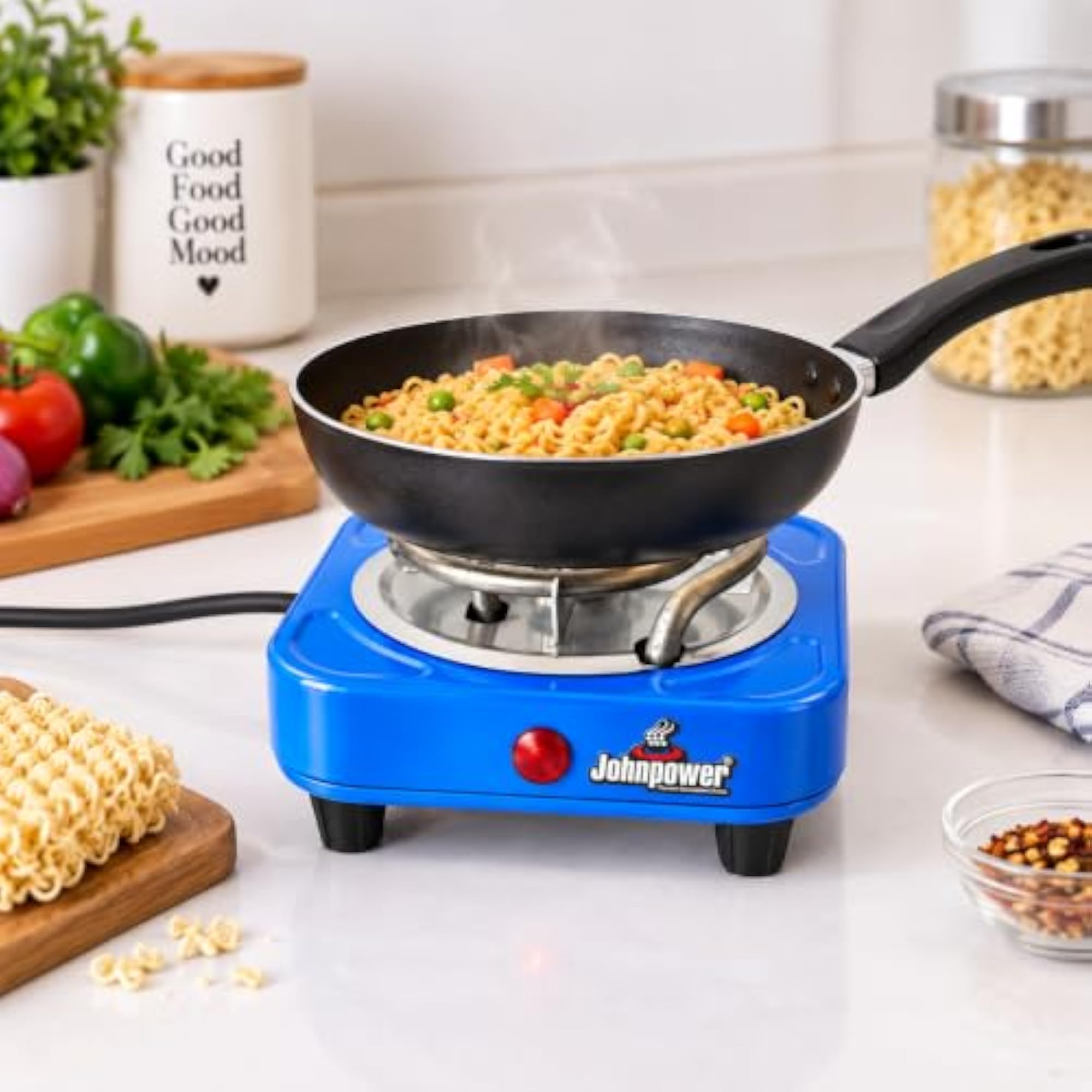 Compact Electric Hot Plate 500W Single Burner, Blue