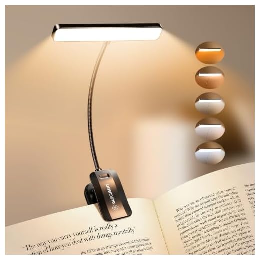 Glocusent 26 LED Rechargeable Book Light for Reading in Bed, Eye-Caring 5 Amber Colors and Stepless Dimming, Lasts 1 Week to a Months, Travel Clip on Lamp Gifts for Book Lovers, Men, Women & Kids