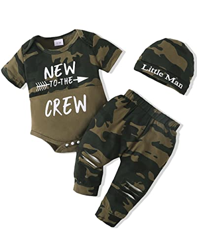 Image of Renotemy Newborn Infant Baby Boy Clothes Outfits New to The Crew Outfits Long Pants Toddler Baby Boy Clothes Set