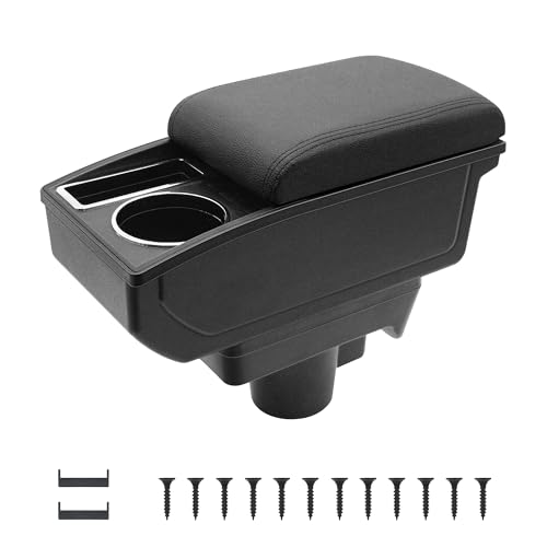 KAERGK Auto Armlehnen für Opel Astra H Mittelkonsolen für Kfz Doppelter Stauraum mit Getränkehalter Einfache Montage Bequemes und strapazierfähiges Leder Schwarz (Schwarze Linie)
