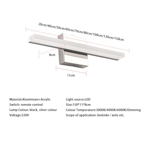 Aplique de pared LED de 60cm con mando regulable negro 6