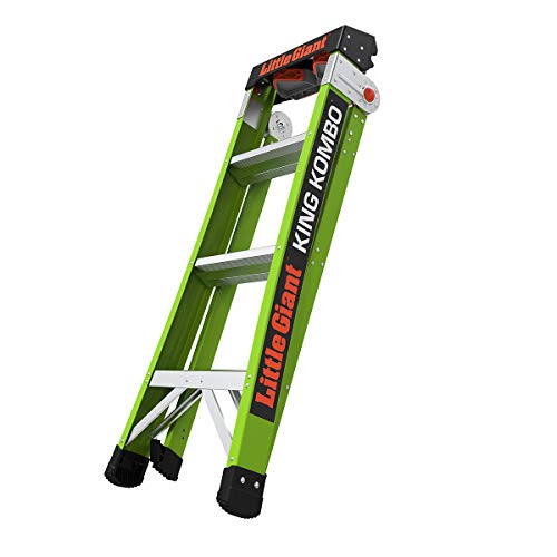 Little Giant Ladders, King Kombo, Professional, 4 Ft. A Frame, 6 Ft. Extension, Fiberglass, Type 1AA, 375 lbs weight rating, (13470-001)