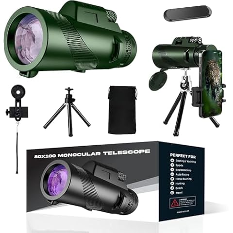 80x100 High Power Monocular Telescope with Accessories Cover