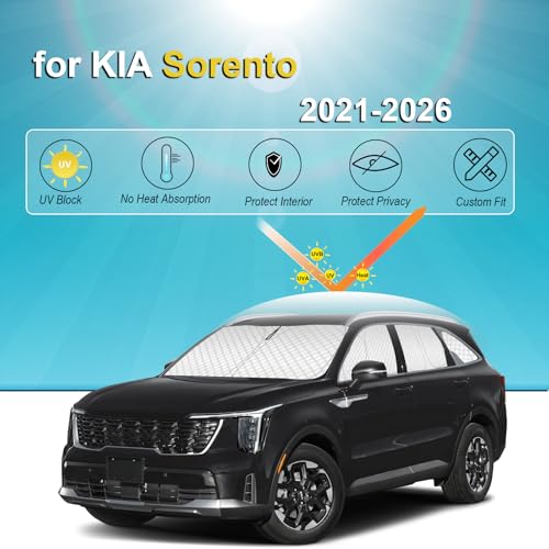 Image of KMF Windshield Sun Shade Replacement for Kia Sorento Accessories 2021-2024, 8PCS Side Window Sun Shade, Rear Window Sun Visor Shield Cover for Camping /Baby UV Block and Privacy Protect