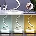 NUÜR Spiral Modern Bedside Lamp (Silver), Stepless Dimmable, 3 Color Temperature, Curved Art Decorative Nightstand/Table Lamp for Bedroom Living Room Office Home