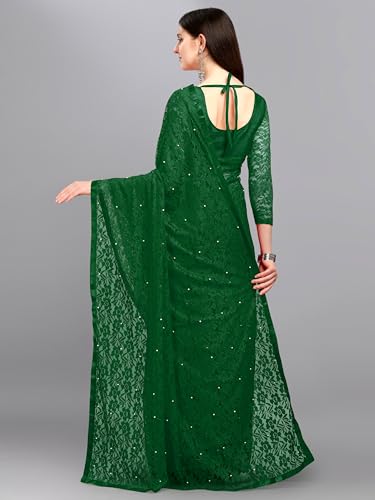 Image of LOROFY Women's Brasso Net Saree With Blouse