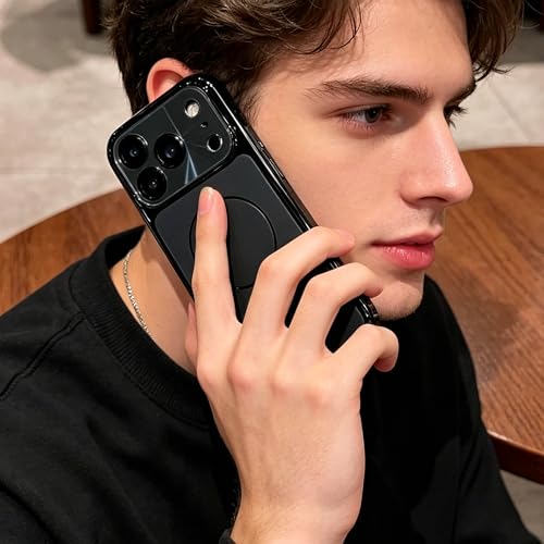 XSHKJDHJS Magnetic for iPhone 17 Pro Case(Original Machine Color) Laser-Cut Large Window with electroplated Frosted Shell(Military-Grade Drop Protection) Eagle-Eye Metal Camera Protection,Black by XSHKJDHJS - Used condition - Image 4
