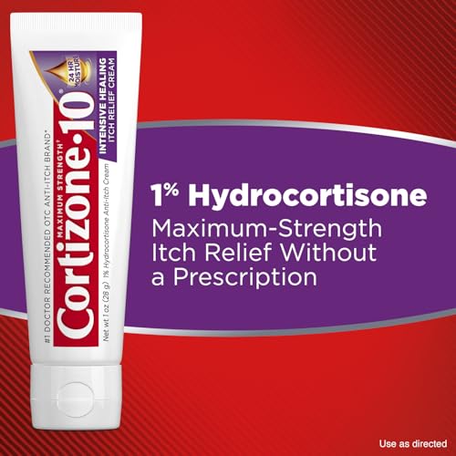 Image of Cortizone-10 Maximum Strength Intensive Healing Itch Relief Cream, 1% Hydrocortisone, Fast-Acting, Anti-Itch Cream for Bug Bites, Rash, Eczema, Psoriasis, Poison Ivy, Oak, Sumac & More, 1 oz