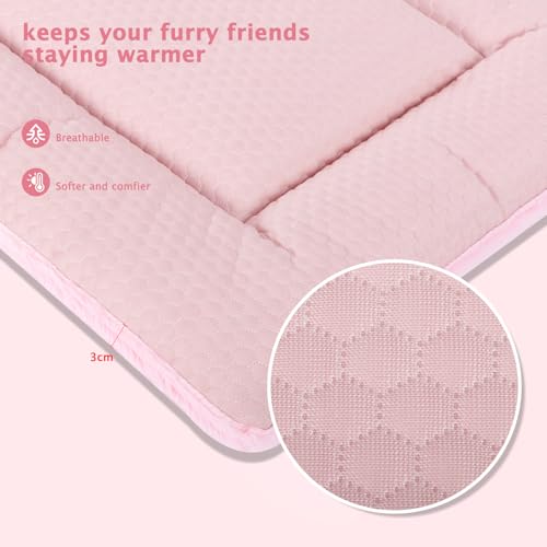 BVAGSS Hundebett Kleine Hunde Reversible, kühl und warm Matten Hundekissen, Waschbar Hundematte für klein mittel große Hunde XH080 (45x33cm,Rosa)