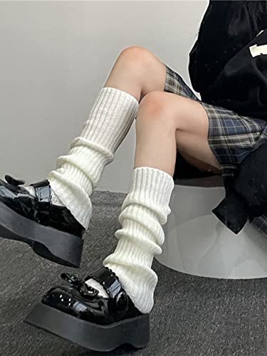 Verdusa Women's Harajuku Leg Warmers Y2K Solid Rib Knit Long Socks4