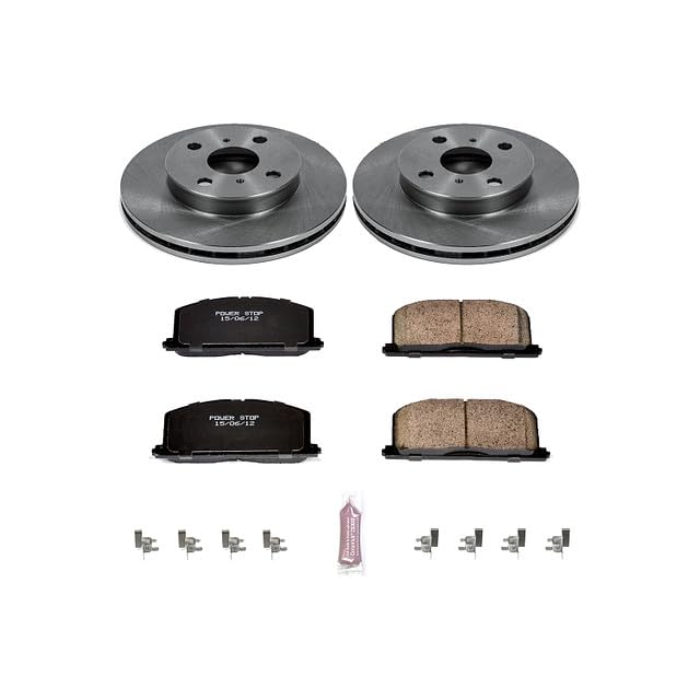 Image of PowerStop Front Brake Kit for Toyota Celica 1990-91 - Z17 Ceramic Brake Pads & Disc Rotors Replacement, KOE6239
