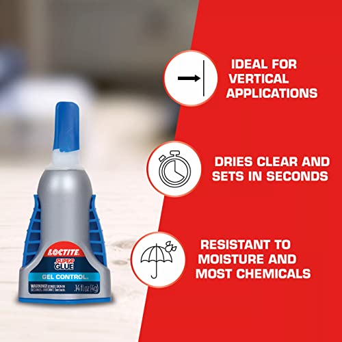 Loctite Super Glue Gel Control, Clear, 0.14 fl oz Bottle, 6 Pack - Superglue for Plastic, Wood, Metal, Crafts & Repair, Cyanoacrylate Adhesive Instant Glue, Quick Dry by Loctite - Image 4