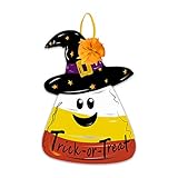 Happy Storm Halloween Door Wreath Candy Corn Door Hanger Trick or Treat Wreath for Front Door...