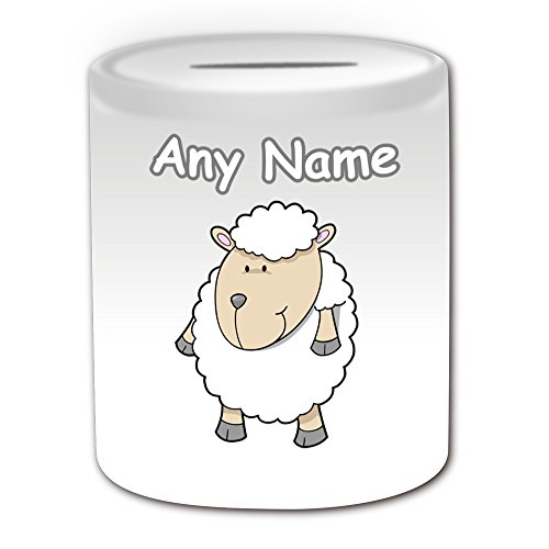 Cadeau personnalisé – Agneau Debout Tirelire (Design Animal Thème, blanc) – N'importe Quel Nom/Message sur votre unique – Mouton