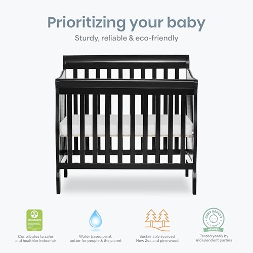 Image of Dream On Me 4 in 1 Aden Convertible Mini Crib, Black