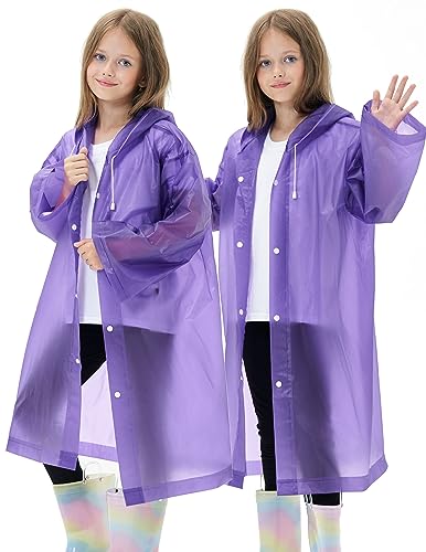 Hoomboom HB003_PU 2 Pack Waterproof Raincoats For Kids Reusable,Eva Rain Ponchos Emergency Rain Jacket cover