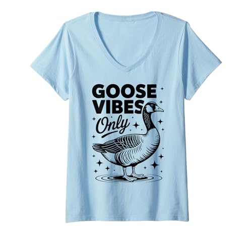 Goose Vibes Only - Funny Bird Animal Lover Retro Maglietta con donna collo a v