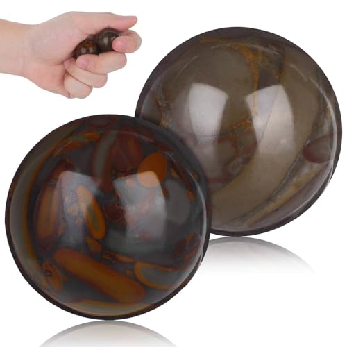 minkissy Bolas de Masaje de Piedra 25 MM para Manos Juego de 2 Balones Portátiles para Relajación y Entrenamiento Bolas de Rodar Prácticas para Aliviar Estrés y Mejorar Bienestar
