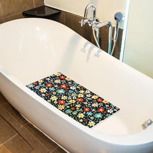 Tapete antideslizante para bañera extralargo floral y fácil de limpiar para adultos 6