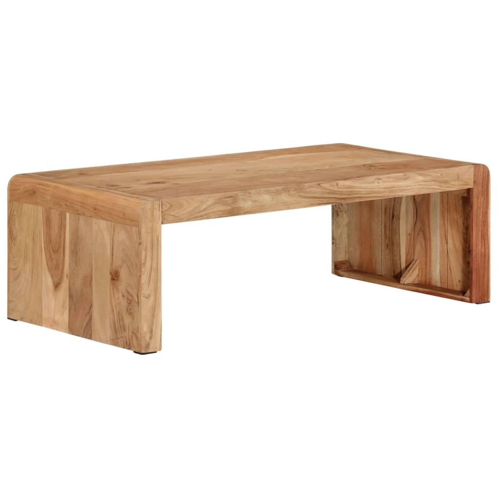 Mesa de centro de madera maciza de acacia, 110 x 55 x 35 cm, mesa auxiliar con estante y cajón, estilo rústico, para sofá, salón, oficina, rústica y funcional