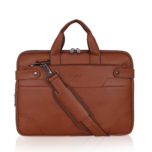 Image of EXIM Office Bag for Man 15.6 inch Vegan Leather Laptop bags Men Use Briefcase Messenger Premium Side Bags -Tan