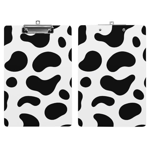 Porte-bloc classique imprimé vache en plastique acrylique robuste A4 - 7