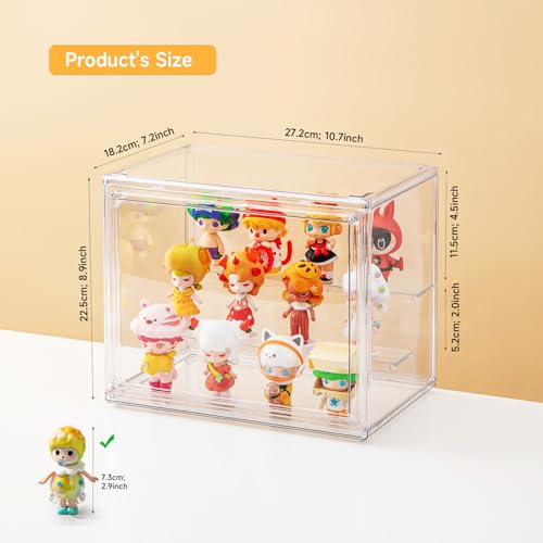Image of 2 Pack Acrylic Display Cases for Collectibles, Clear Display Case for Figures, 3 Tier Display Shelf Boxes Miniature Display Case, Dustproof and Stackable Action Figure Display Cases (2, Small)