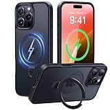 【8年間の技術結晶！4in1超万能モデル】CASEKOO iPhone 16 Pro Max 用 ケース 米軍MIL規格 横縦両立 指紋防止 マット仕上げ 最大25W充電対応 MagSafe対応 黄変防止 半透明 ストラップホール付き ワイヤレス充電対応 いphone16promax 用 ケース 6.9インチ「MagicStand」(ブラック)