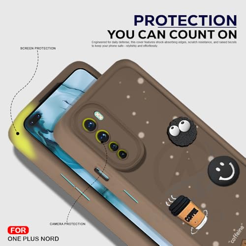 Image of AESTMO Back Case Cover | Cute Fun Cartoon 3D Ball | Coffee Silicone Case | Full Body Protection | Camera Protection Back Cover (Brown, OnePlus Nord)